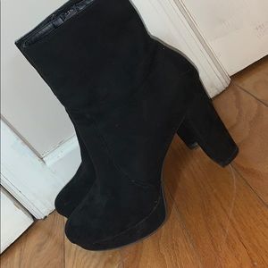 Bar III Suede Black Platform Booties